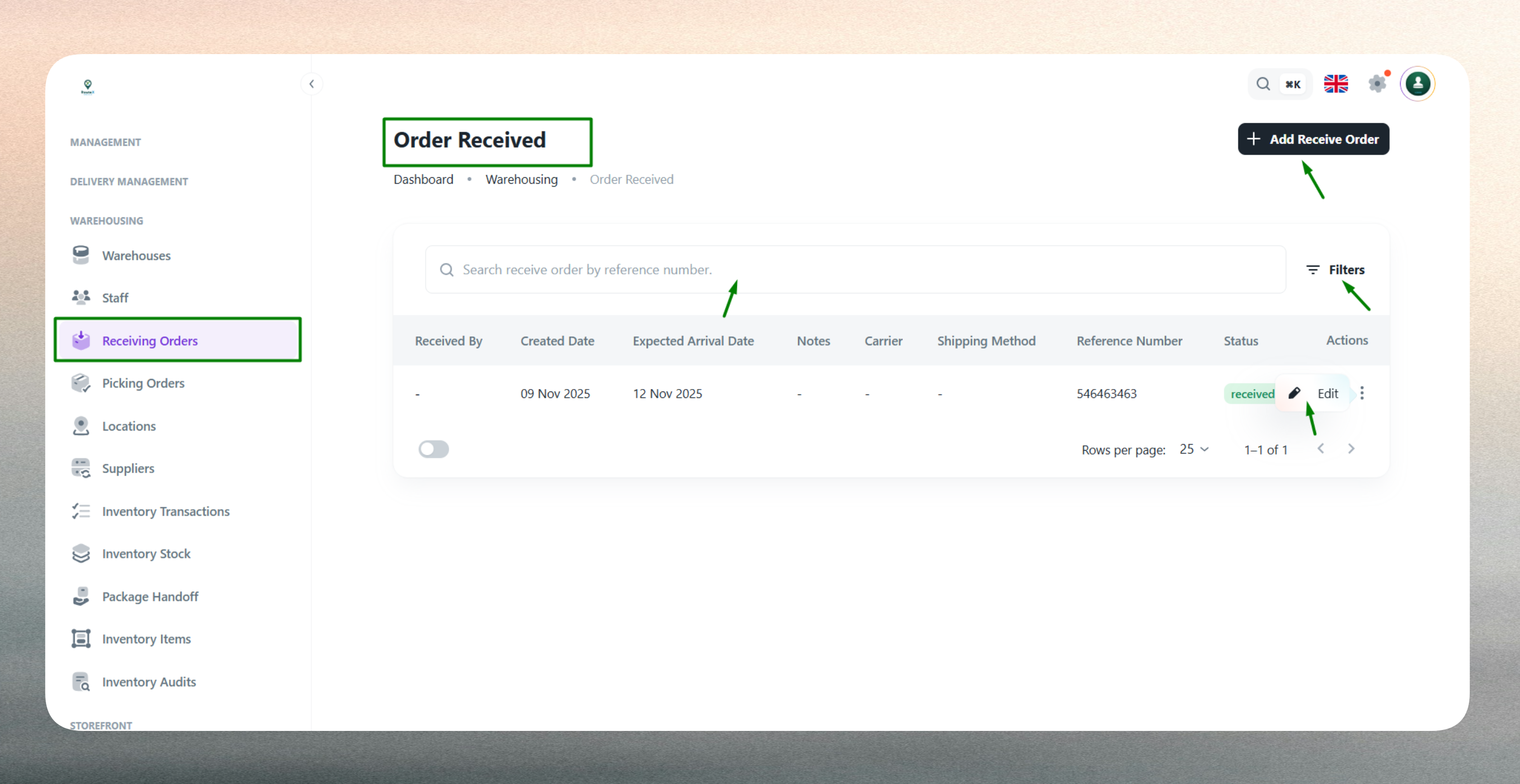 Receiving List Tools