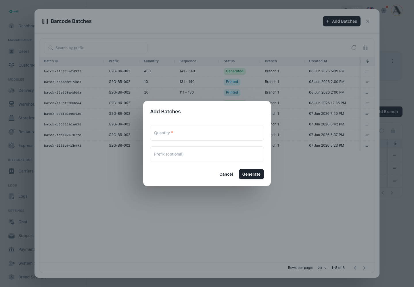 Add barcode batches form