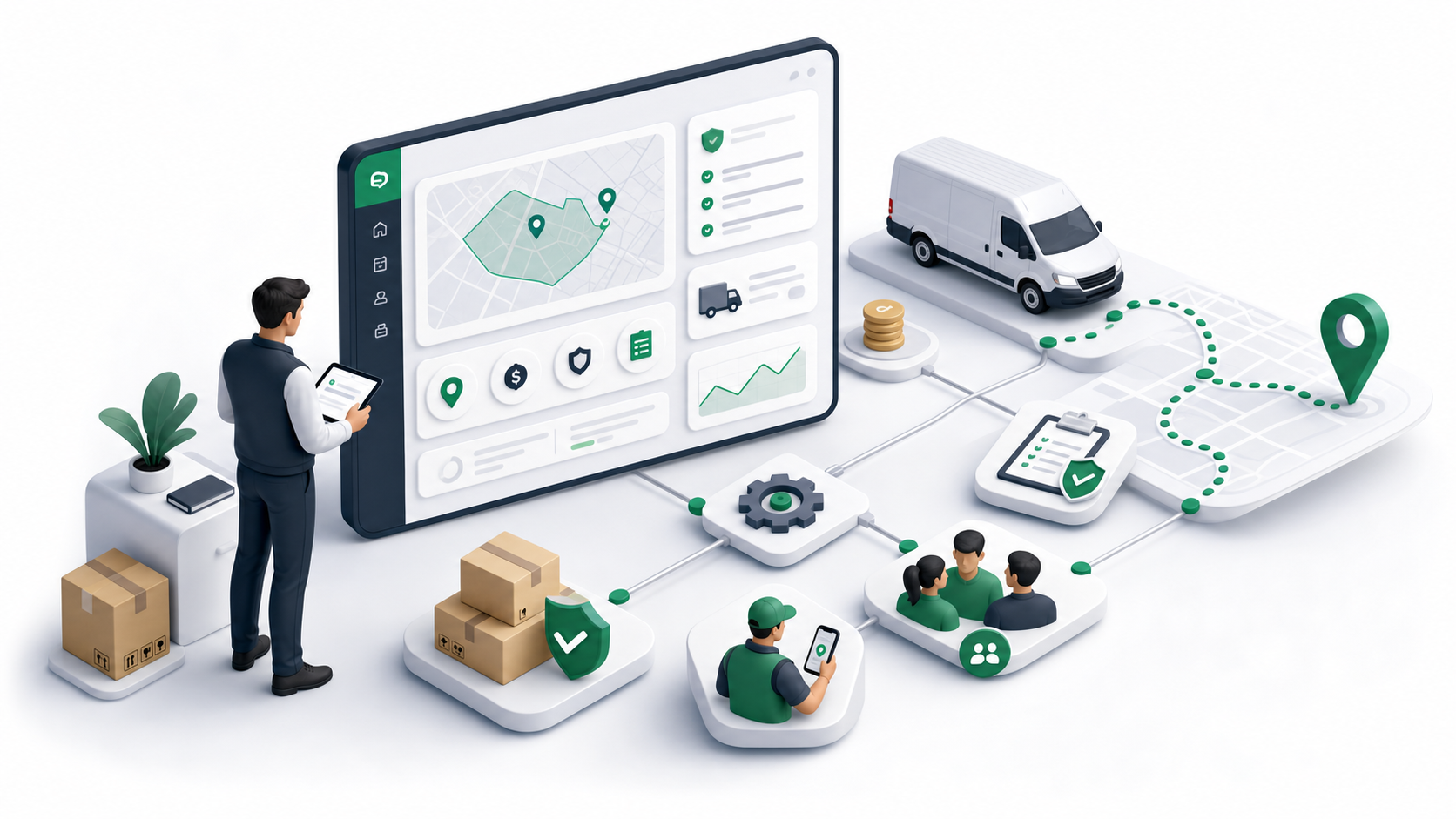 Ondi Delivery connects setup records, policies, vehicles, drivers, teams, zones, and dispatching