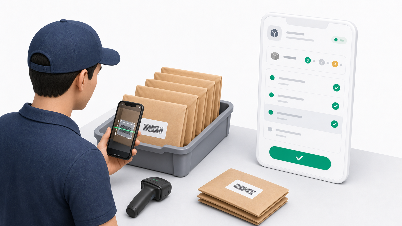 Driver scans items and submits pickup