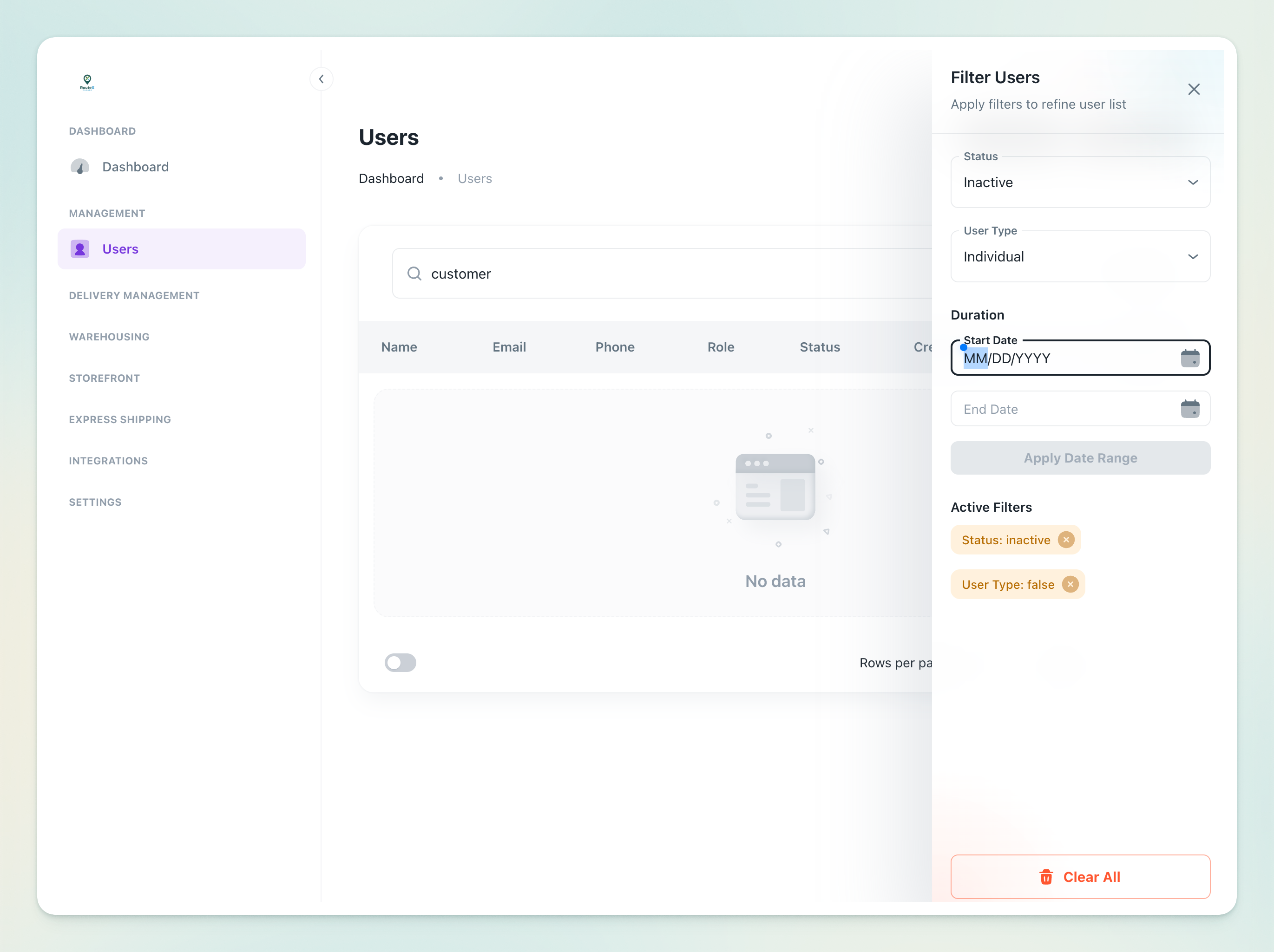 Filter Options Screenshot