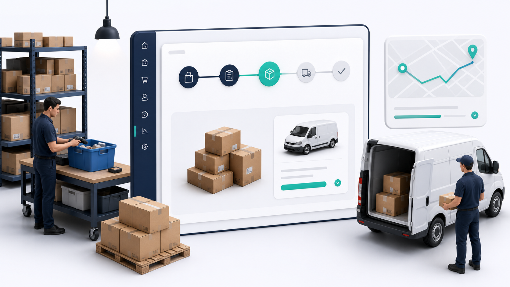 Order fulfillment and delivery illustration