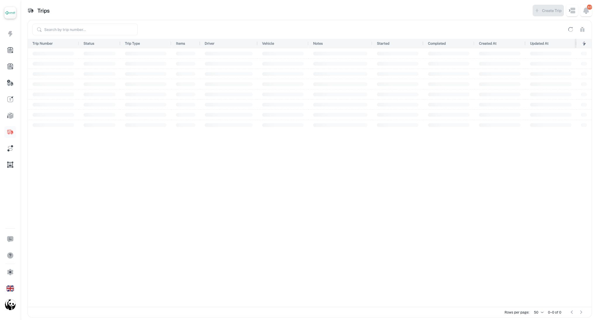Trips in dispatcher view